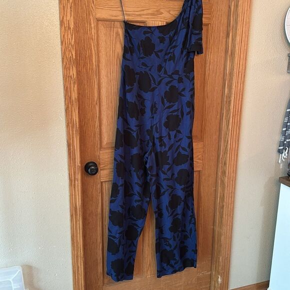 KATE SPADE X TARGET Classic Rose Linen Blend One Shoulder Jumpsuit Size 14 *NEW* - Picture 9 of 14